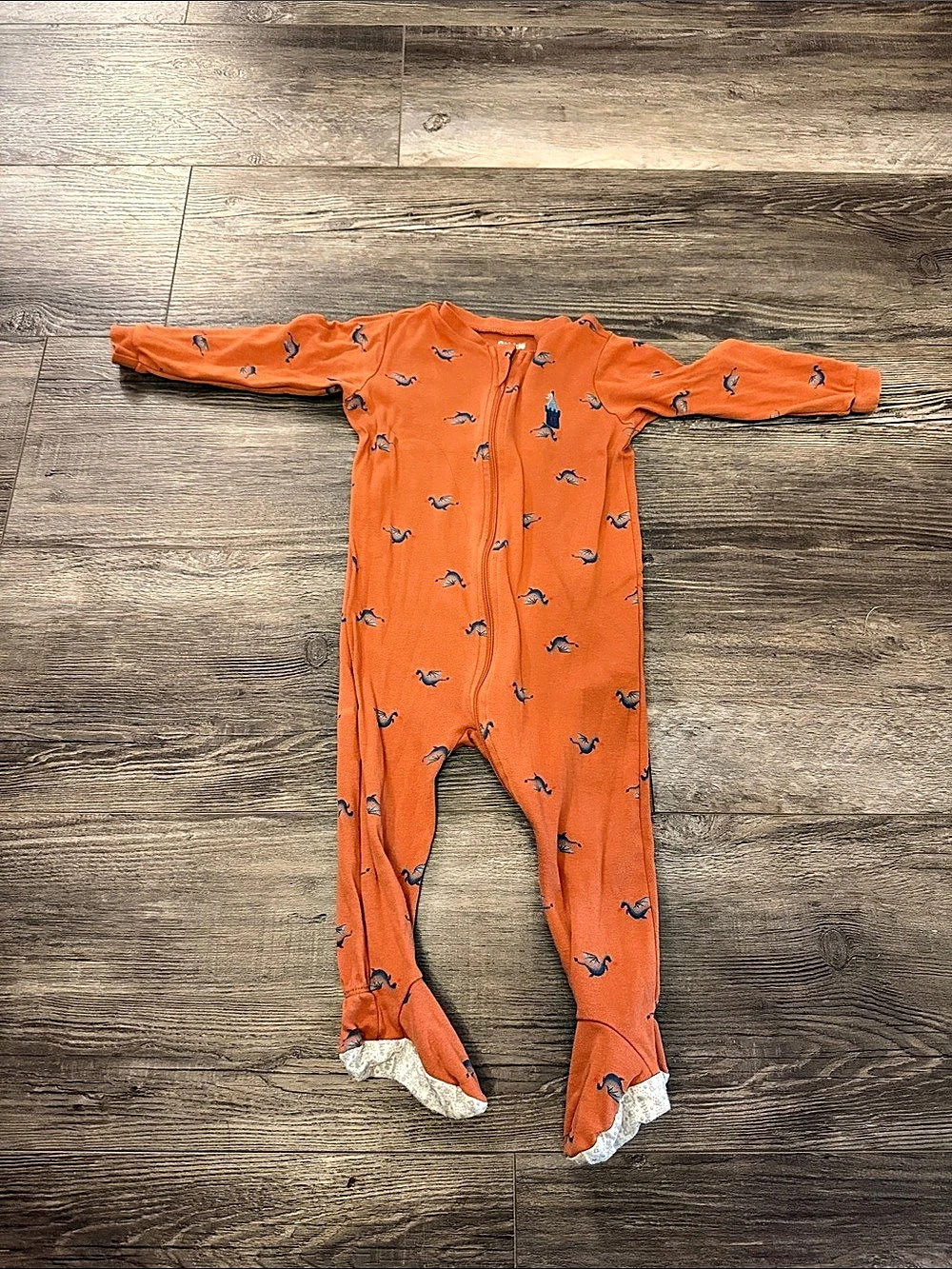 Pekkle Organic Cotton Footie Orange Baby 18M